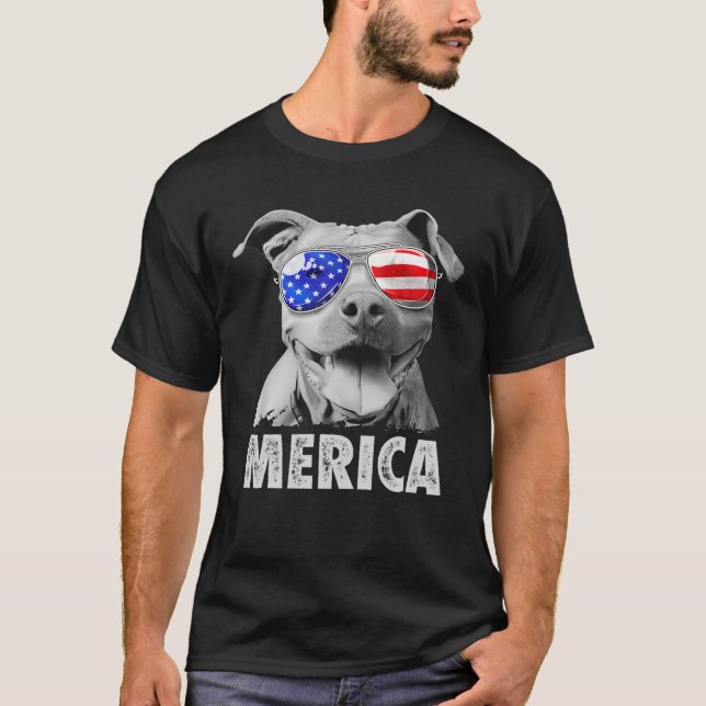 Camiseta Toro De Pit 4 De Julio Merica Hombres Bandera Esta (Anverso)