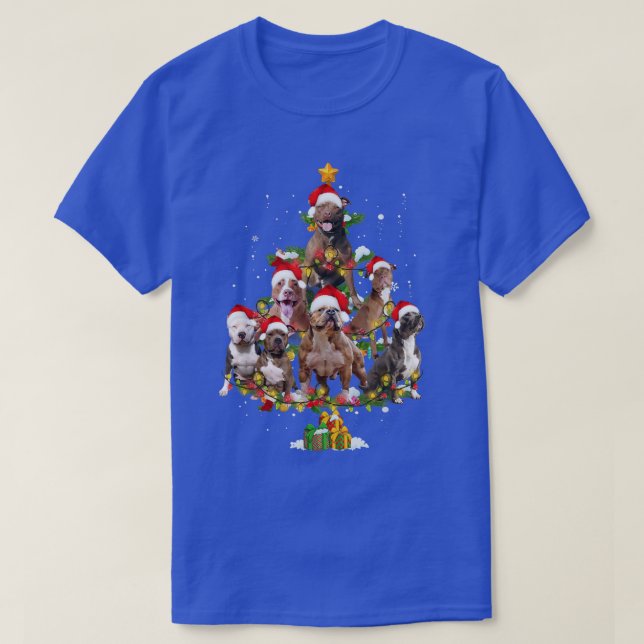 Camiseta Toro de Pit Árbol de Navidad Santa Hat Xmas Luces  (Diseño del anverso)