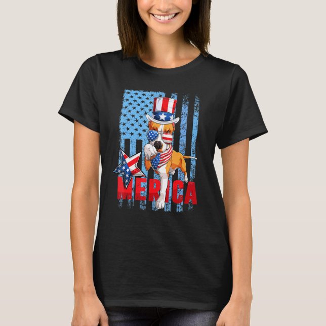 Camiseta Toro de pozo 4 de julio Merica Hombres Mujeres Per (Anverso)