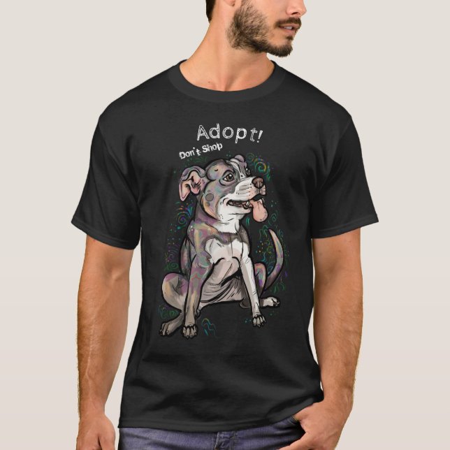 Camiseta Toro de pozo lindo "¡Adopta!, no compres" (Anverso)