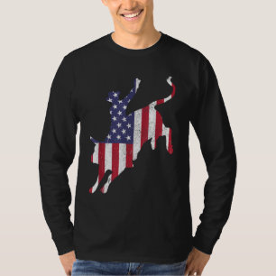 Camiseta Toro de Rodeo Montando Bandera Estadounidense Atra