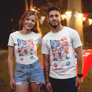 Camiseta Toro de Terrier Rojo Blanco y Azul 4 de Julio