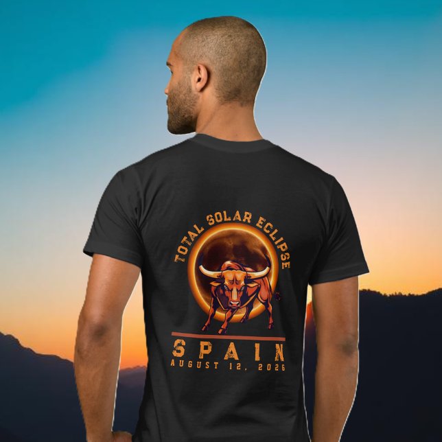 Camiseta Toro Eclipse Solar Total España 2026 (Total Solar Eclipse- Spain 2026 Bull T-Shirt)