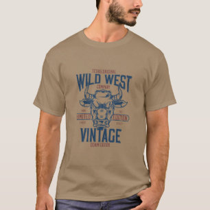 Camiseta Toro estilo de época salvaje del oeste de Texas