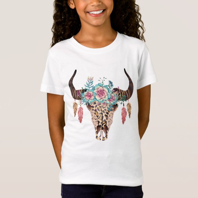 Camiseta Toro floral de impresión Leopardo occidental (Anverso)