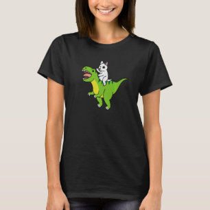 Camiseta Toro inglés montando perro de rex dinosaurio