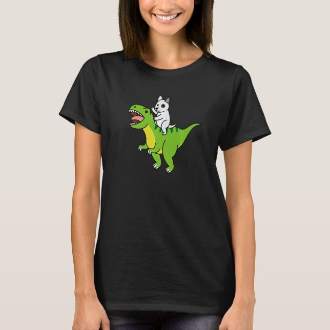 Camiseta Toro inglés montando perro de rex dinosaurio (Anverso)