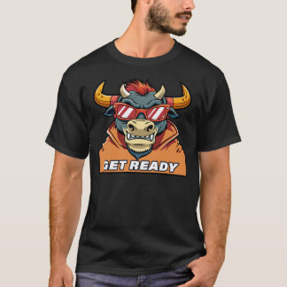 Camiseta Toro malvado retro con gafas de sol y texto prepar