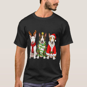 Camiseta Toro Retro Navidad Bull Terrier Santa Reno Perro L