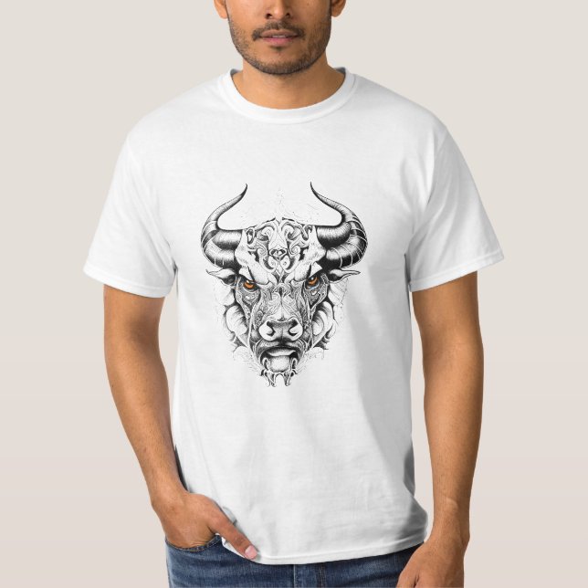 Camiseta Toro salvaje naturaleza animal Ilustracion arte ta (Anverso)