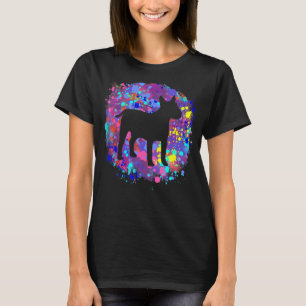 Camiseta Toro Terrier Perro Rosa Arte de Salpicaduras de Ac