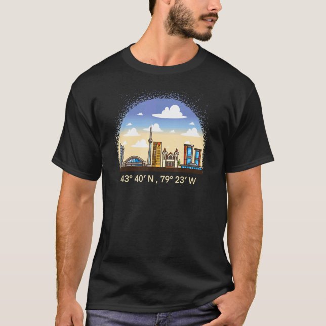 Camiseta Toronto Ontario Canadá con coordenadas (Anverso)