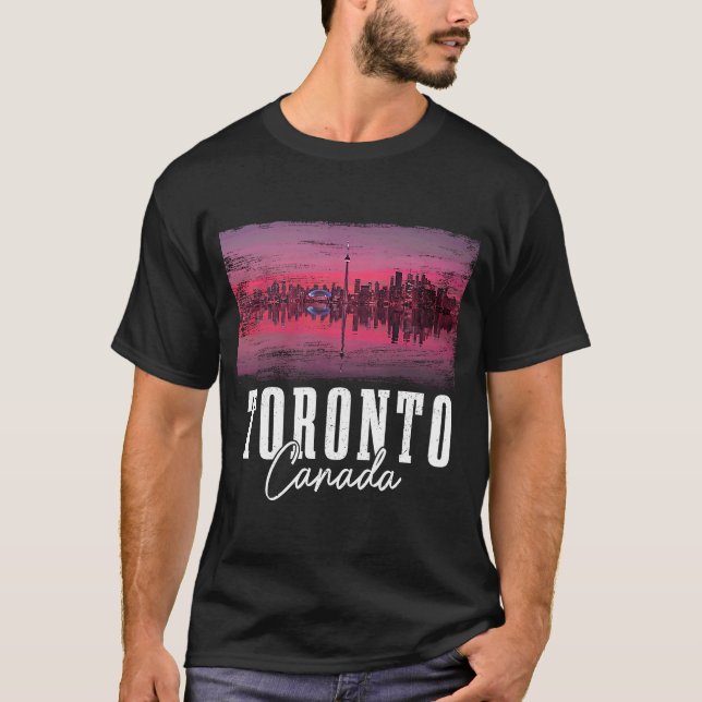 Camiseta Toronto Skyline Ontario Canadá Maple Leaf Canadá (Anverso)