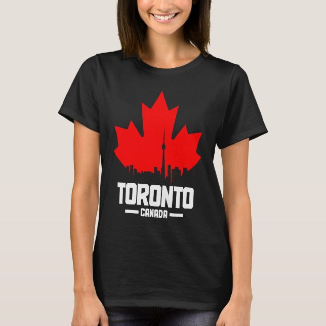 Camiseta Toronto Skyline Ontario Canadá Maple Leaf Canadá (Anverso)