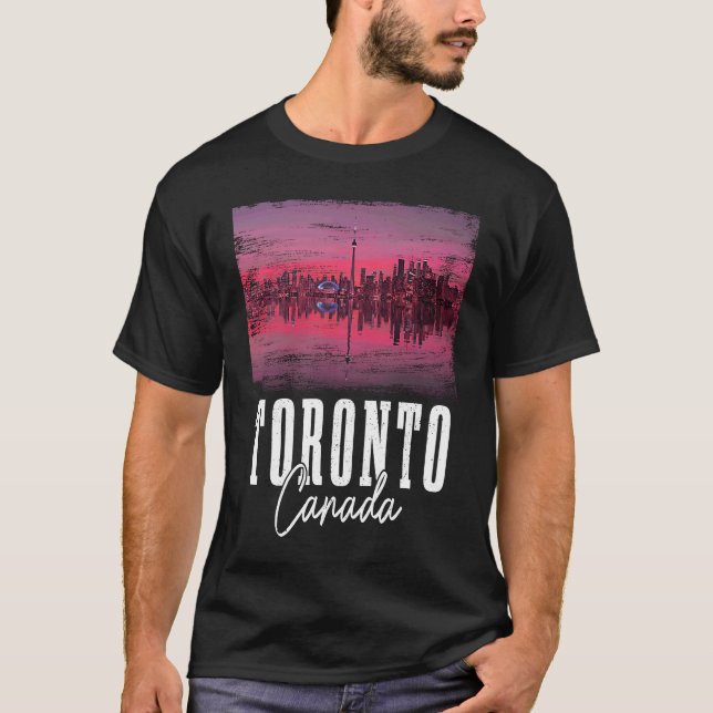 Camiseta Toronto Skyline Ontario Canada Maple Leaf Canadian (Anverso)