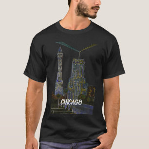 Camiseta Torre de Agua de Chicago Hermoso Arte Vintage Colo