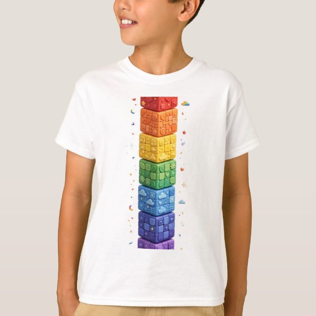 Camiseta Torre de Cubo Arcoíris (Anverso)