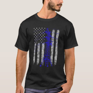 Camiseta Torre de la Transmisión Azul Bandera Americana Lin