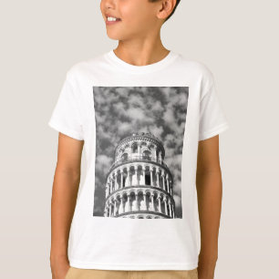 Camiseta Torre de Pisa Italia de inclinación blanca negra