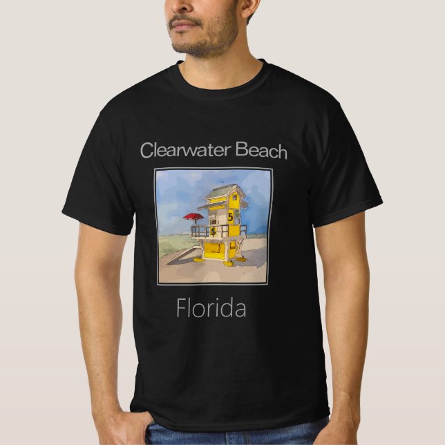 Camiseta Torre de Salvavidas Amarilla, Clearwater Beach, Fl (Anverso)