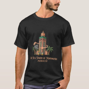 Camiseta Torre de Té Marrakech Marruecos Ilustración Vintag
