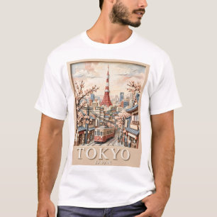 Camiseta Torre de Tokio Paisaje Urbano Japón Sakura Viaje V