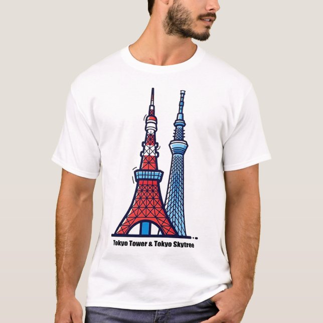 Camiseta Torre de Tokio y Tokyo Skytree (Anverso)