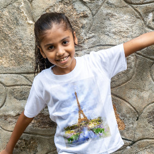 Camiseta Torre Eiffel al atardecer París acuarela francesa