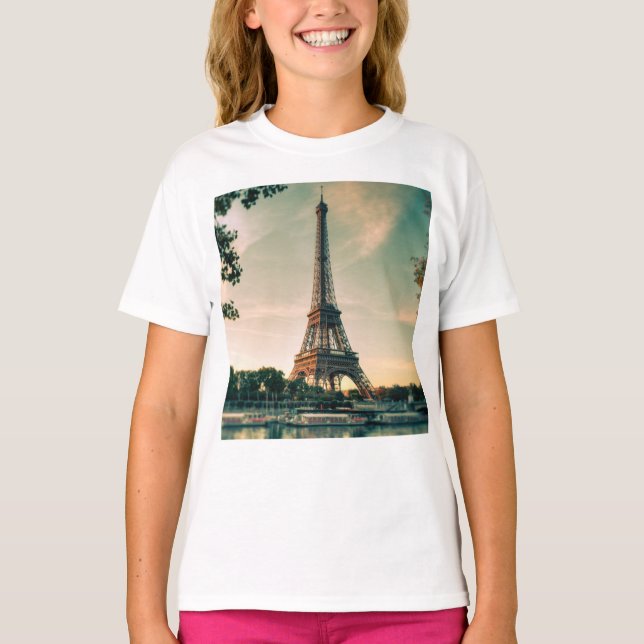 Camiseta Torre Eiffel arrojar almohada (Anverso)