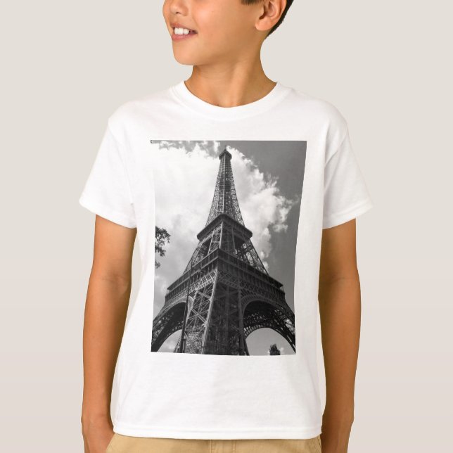 Camiseta Torre Eiffel Blanca y Negra en París (Anverso)
