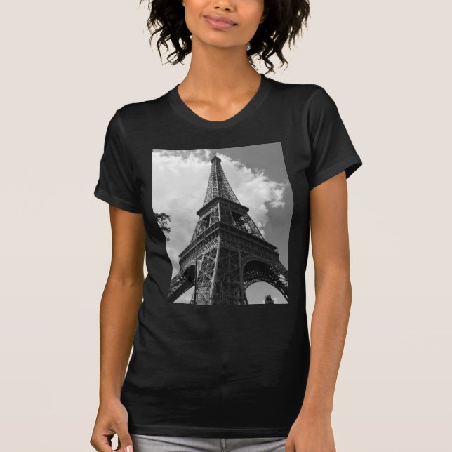 Camiseta Torre Eiffel Blanca y Negra en París (Anverso)