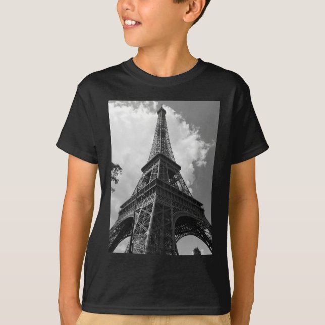 Camiseta Torre Eiffel Blanca y Negra en París (Anverso)