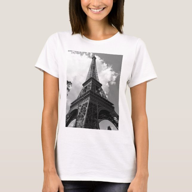Camiseta Torre Eiffel Blanca y Negra en París (Anverso)