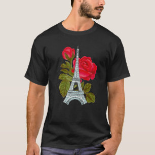 Camiseta Torre Eiffel con amor Rosa Rosas de París Lov fran