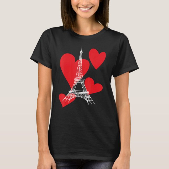 Camiseta Torre Eiffel con corazones de amor París (Anverso)