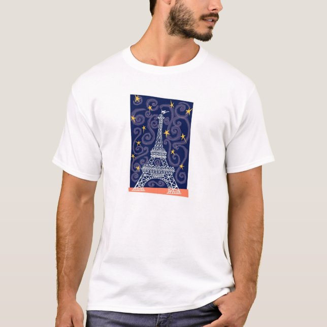 Camiseta Torre Eiffel con estrellas y baños (Anverso)