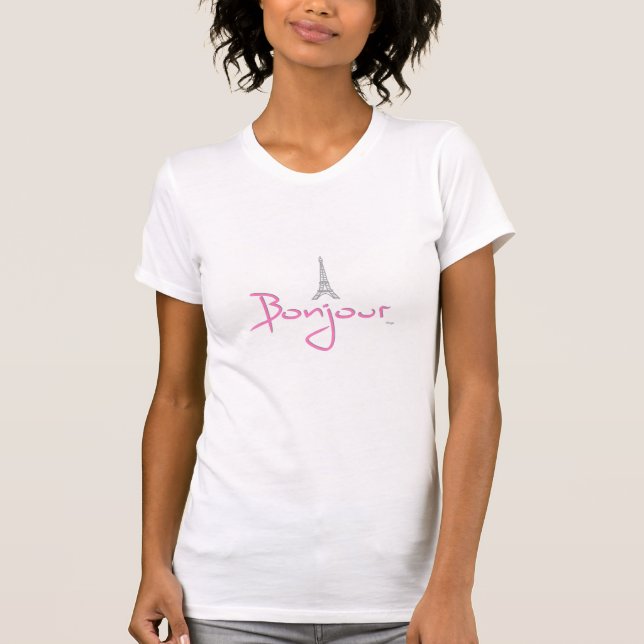 Camiseta Torre Eiffel de Bonjour (hola) París (Anverso)