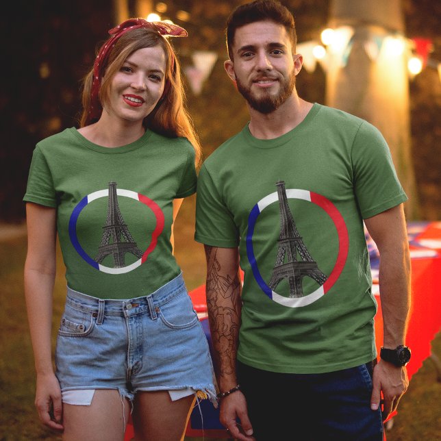 Camiseta Torre Eiffel de París en Unisex Círculo (Paris Eiffel Tower in Circle Unisex T-Shirt)