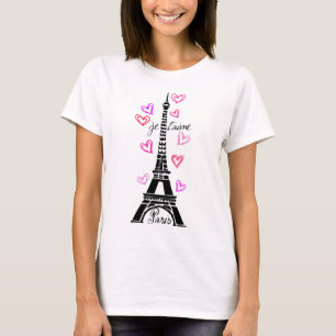 CAMISETA TORRE EIFFEL DE PARÍS JE T'AIME E IMPRESIÓN DE L