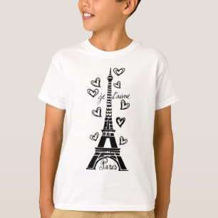 CAMISETA TORRE EIFFEL DE PARÍS JE T'AIME E IMPRESIÓN DE LOS