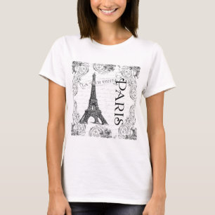 Camiseta Torre Eiffel de París y Scrolls