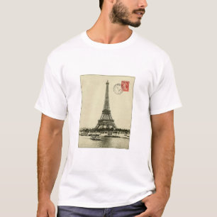 Camiseta Torre Eiffel del vintage en París Francia