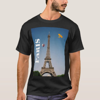 Camiseta Torre Eiffel oscura básica de París Francia de la