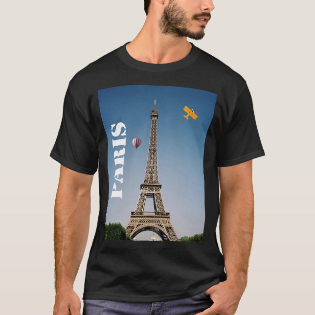 Camiseta Torre Eiffel oscura básica de París Francia de la (Anverso)