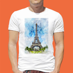 Camiseta Torre Eiffel París Francia Acuarela