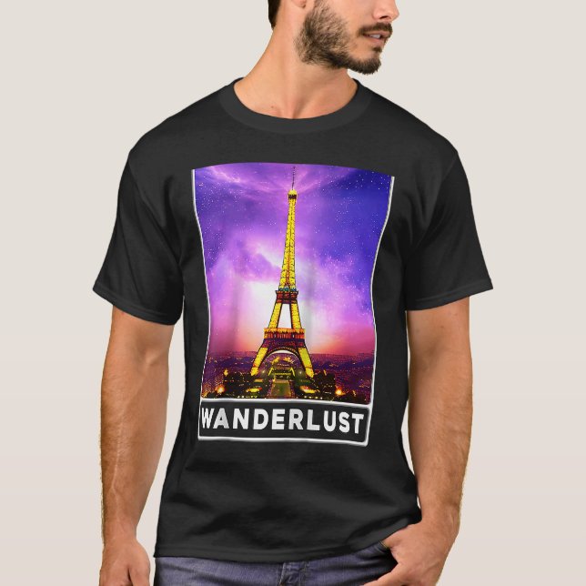 Camiseta Torre Eiffel París Francia Wanderlust Raglan (Anverso)