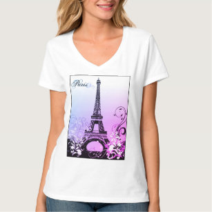 Camiseta Torre Eiffel París (púrpura) V-Neck T-Shirt