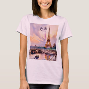 Camiseta Torre Eiffel París Viaje Acuarela Texto Personaliz