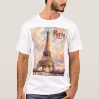 Torre Eiffel Puesta de Sol Viaje Acuarela Texto Pe