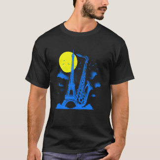 Camiseta Torre Eiffel Saxofón - Música Jazz Vintage París